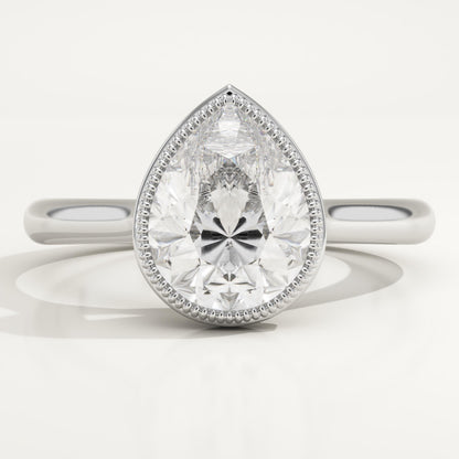 Pear Cut Solitaire Bezel Lab-Grown Diamond Engagement Ring