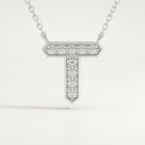 0.17 TCW Round Lab-Grown Diamond T Initial Necklace