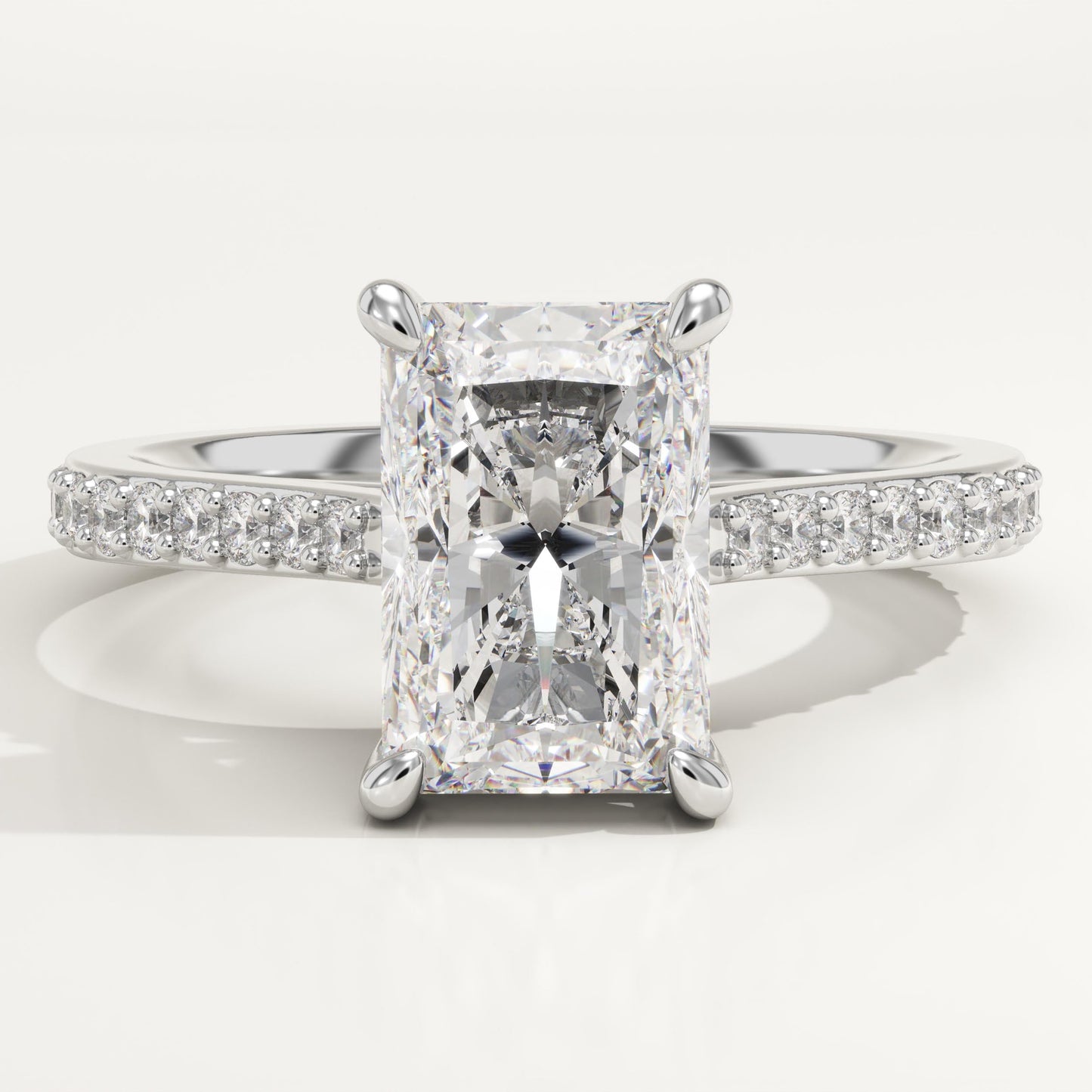 Radiant Cut Pave Cathedral Lab-Grown Diamond Engagement Ring
