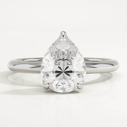 1.5 CT Pear Cut Solitaire Moissanite Engagement Ring