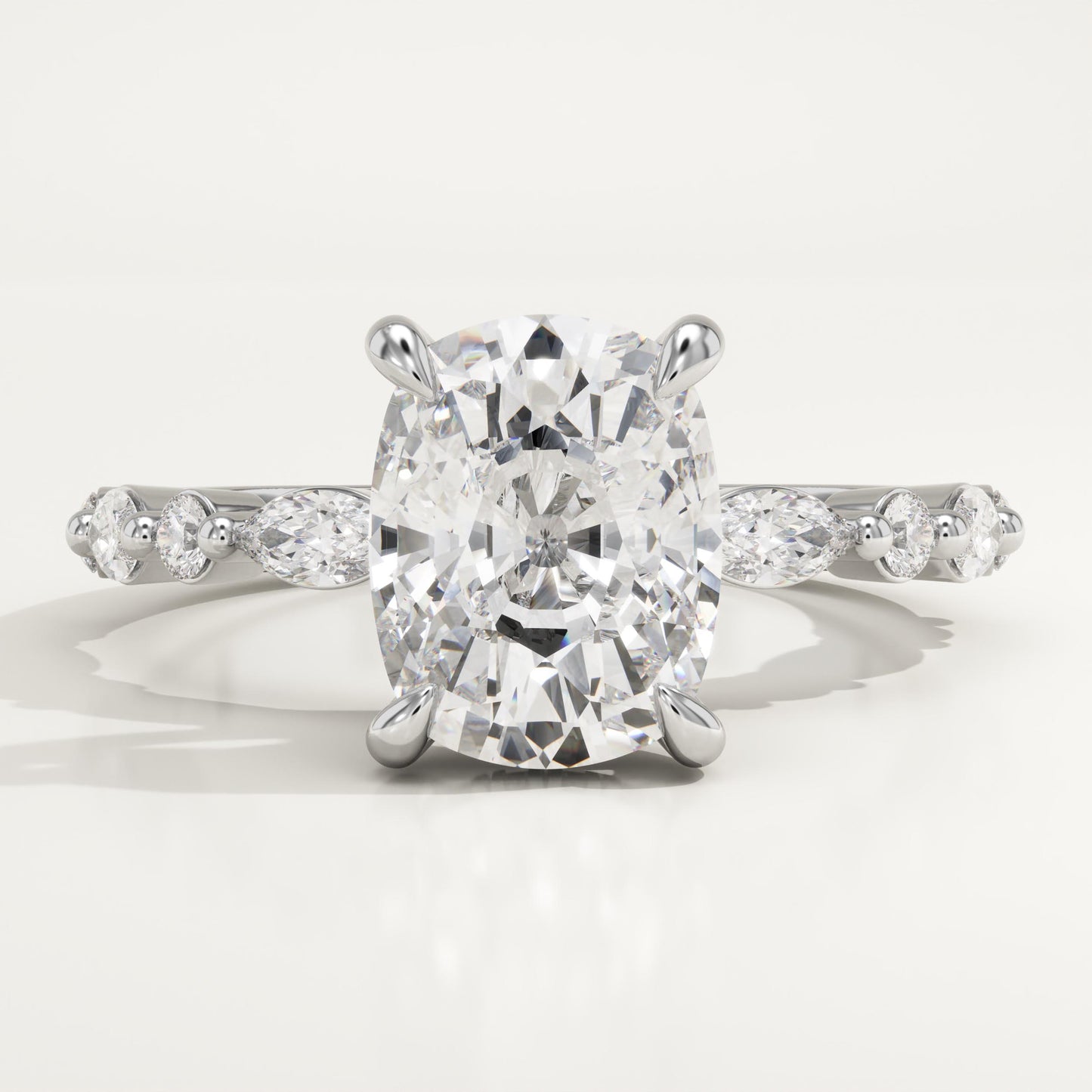 Elongated Cushion Cut Pave Lab-Grown Diamond Engagement Ring