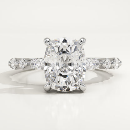 Elongated Cushion Cut Pave Lab-Grown Diamond Engagement Ring