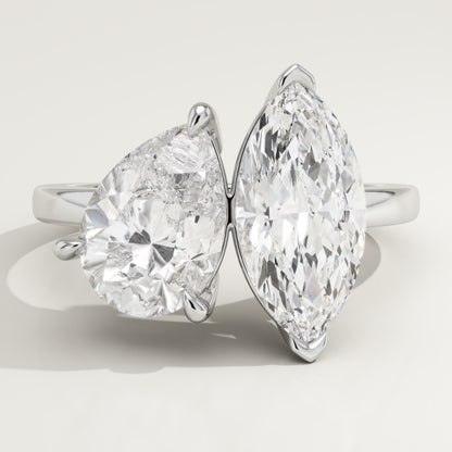 3.5 TCW Marquise & Pear Cut Toi Et Moi Lab-Grown Diamond Engagement Ring