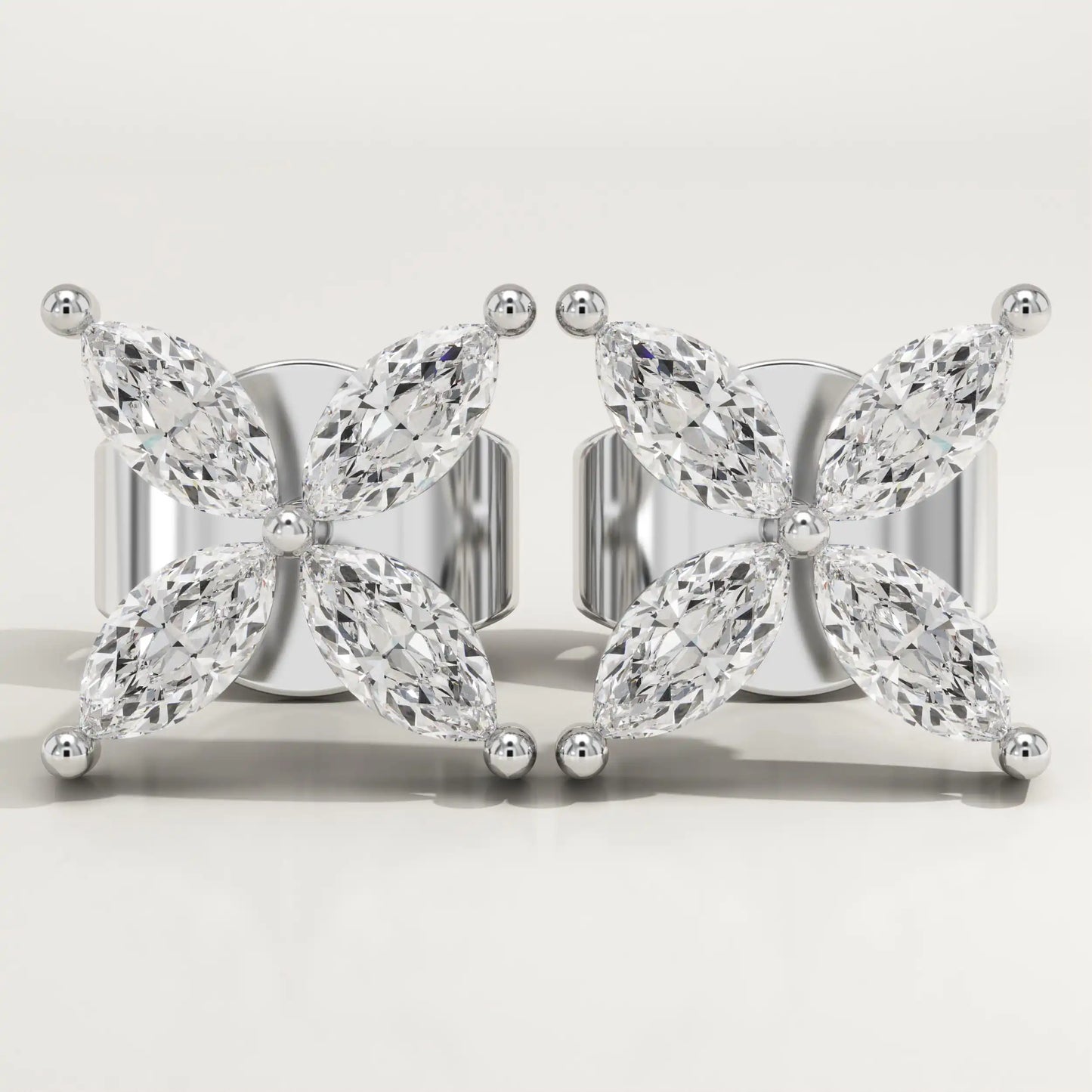 1.41 TCW Marquise Lab-Grown Diamond Flower Stud Earrings