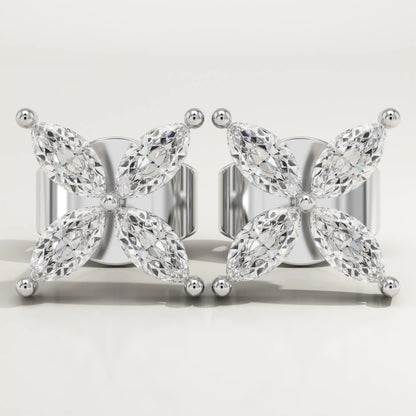 1.41 TCW Marquise Lab-Grown Diamond Flower Stud Earrings