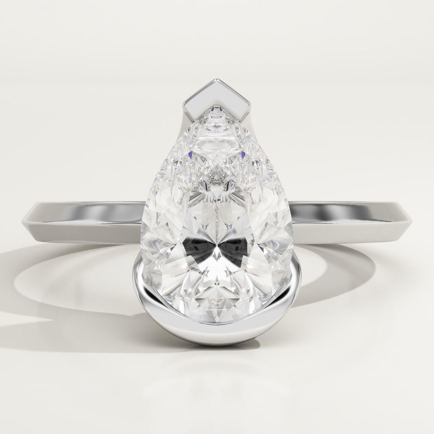 Pear Cut Half Bezel Lab-Grown Diamond Engagement Ring