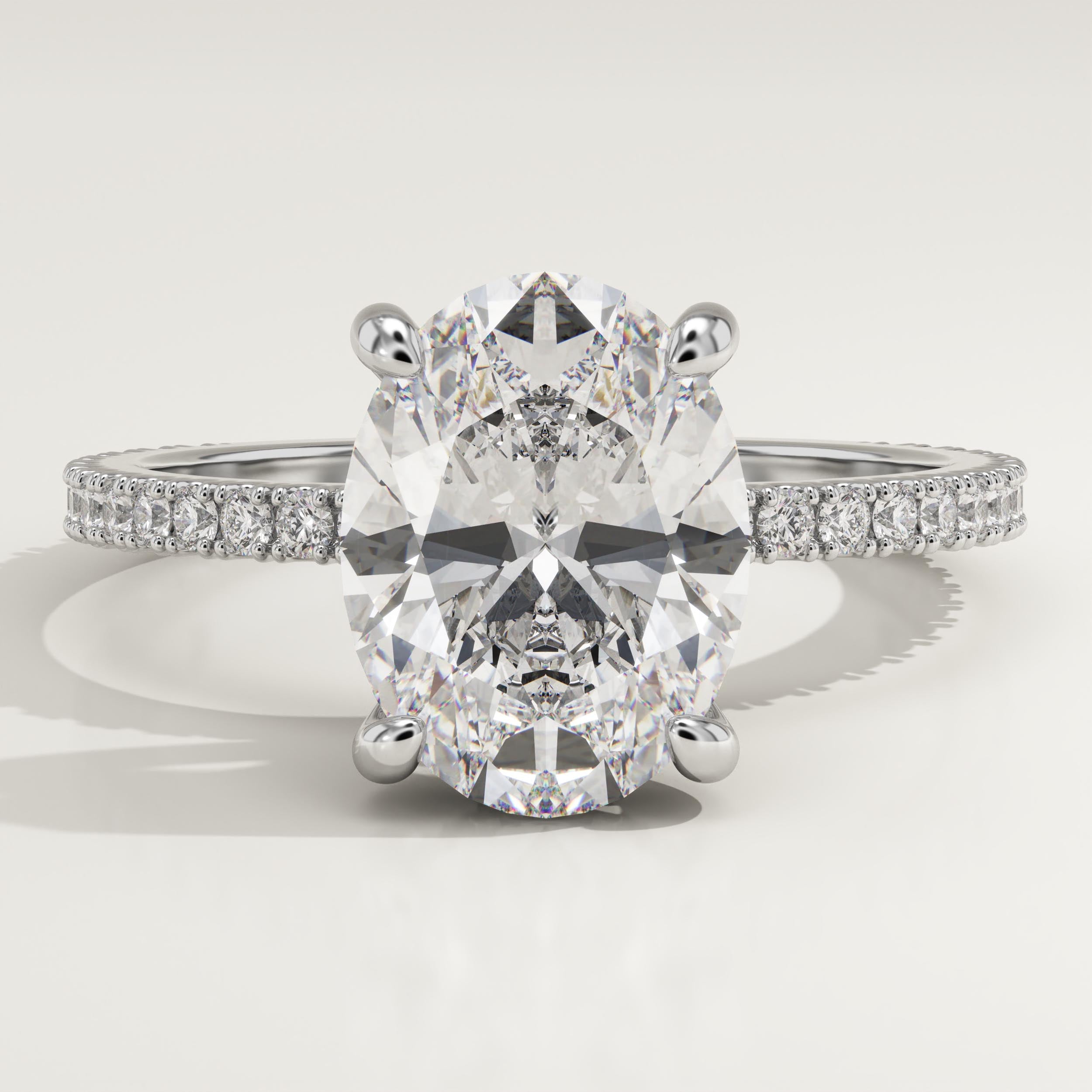 2.0 CT Oval Cut Pave Lab-Grown Diamond Engagement Ring