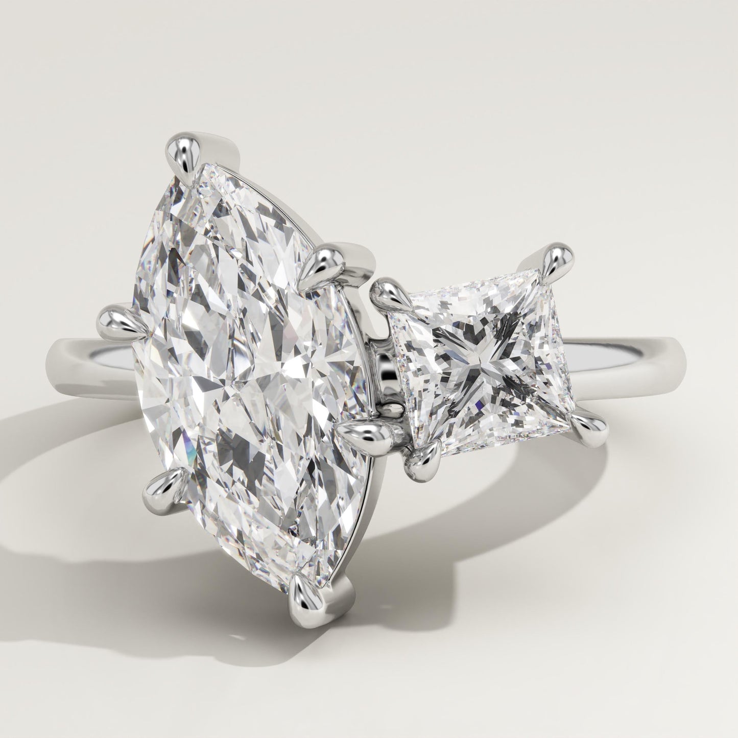 3 TCW Princess & Marquise Cut Toi Et Moi Lab-Grown Diamond Engagement Ring