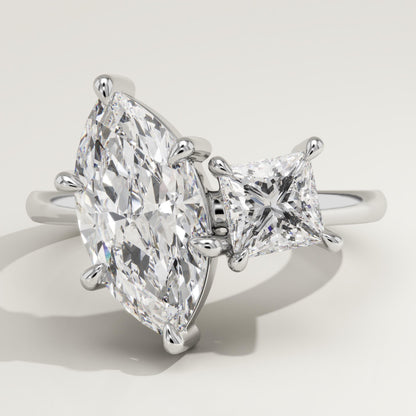 3 TCW Princess & Marquise Cut Toi Et Moi Lab-Grown Diamond Engagement Ring