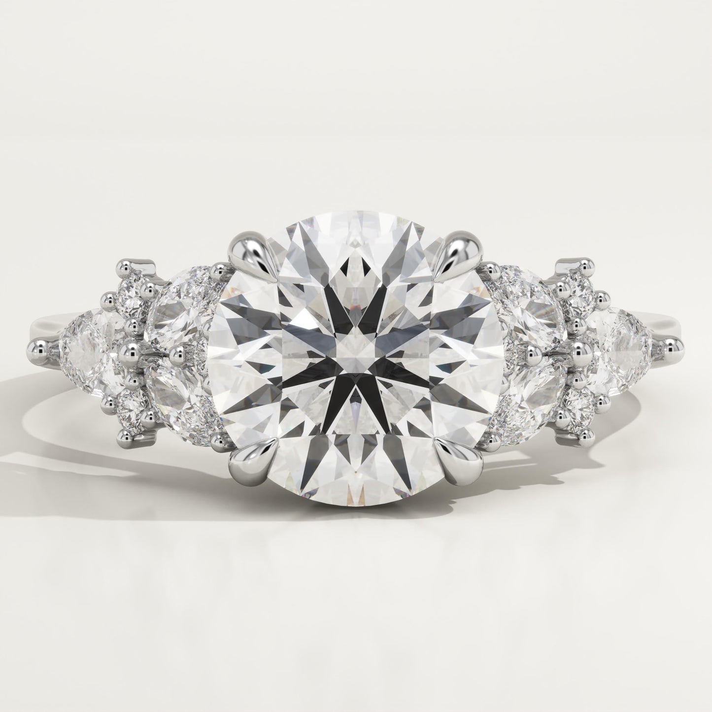 Round Cut Cluster Lab-Grown Diamond Engagement Ring