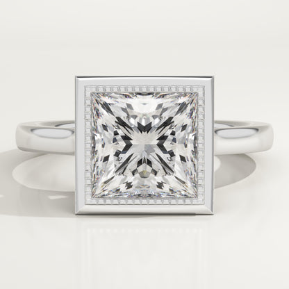 Princess Cut Bezel Lab-Grown Diamond Engagement Ring