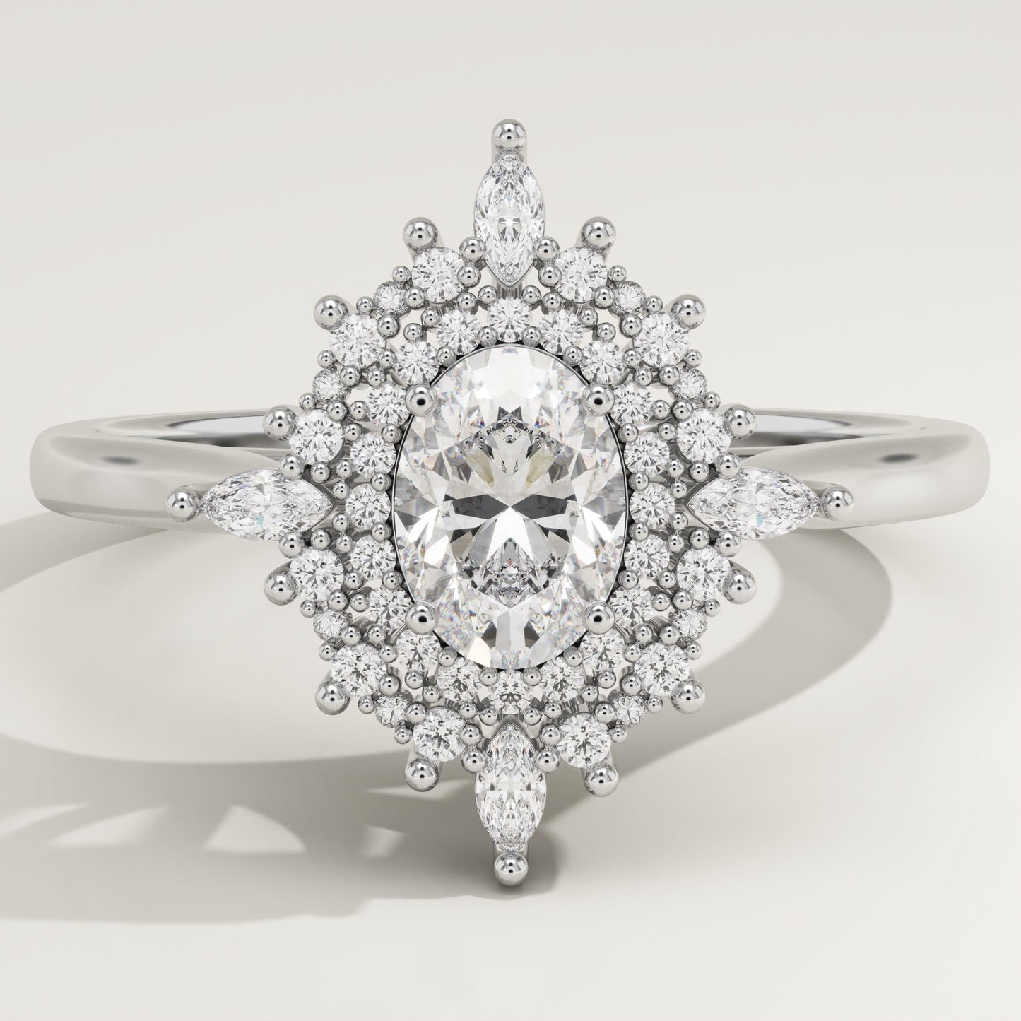 Oval Cut Cluster Lab-Grown Diamond Engagement Ring