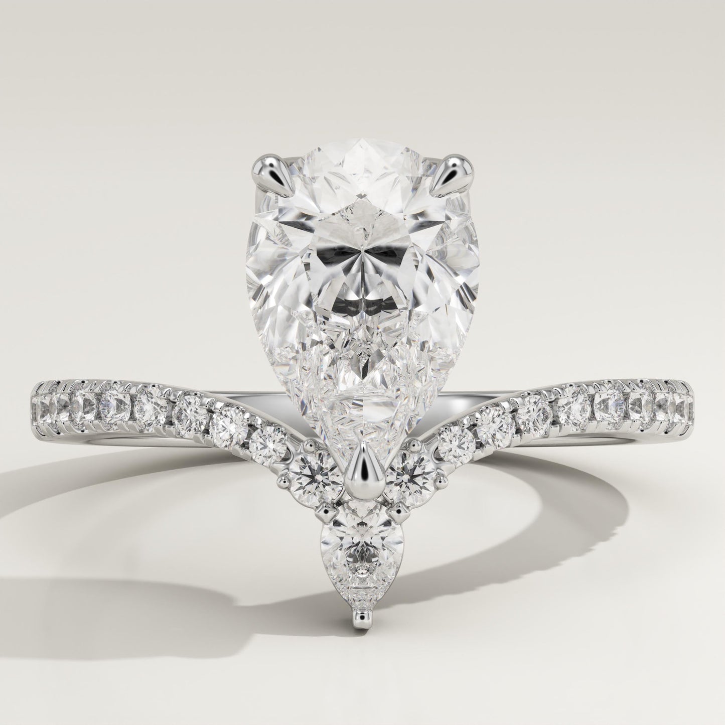 Pear Cut Pave Lab-Grown Diamond Engagement Ring