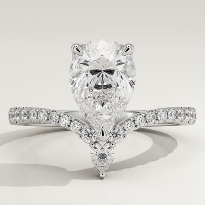 Pear Cut Pave Lab-Grown Diamond Engagement Ring