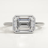 1.5 CT East West Emerald Cut Bezel Lab-Grown Diamond Engagement Ring