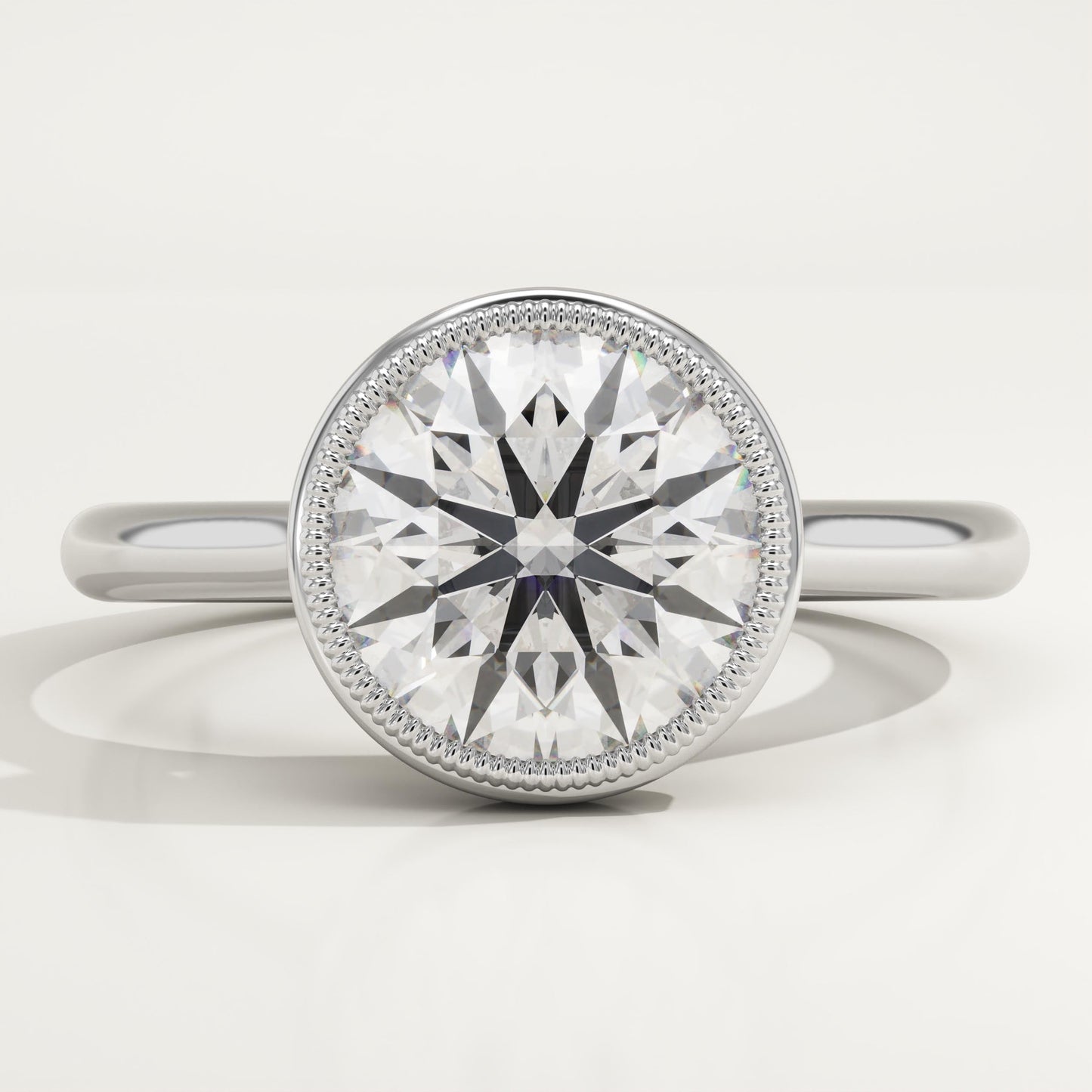 2 CT Round Cut Solitaire Bezel Moissanite Engagement Ring