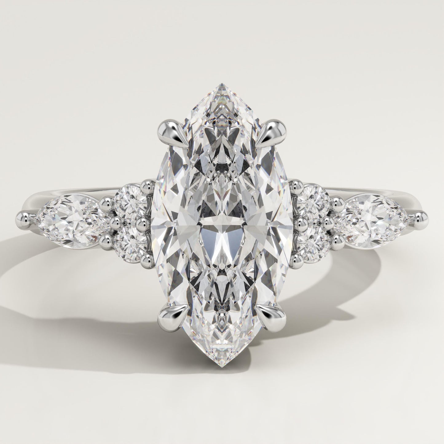 Marquise Cut Cluster Lab-Grown Diamond Engagement Ring