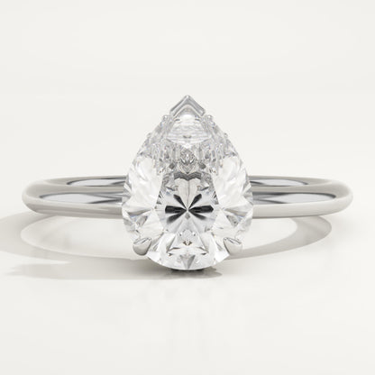 1.5 CT Pear Cut Hidden Halo Moissanite Engagement Ring