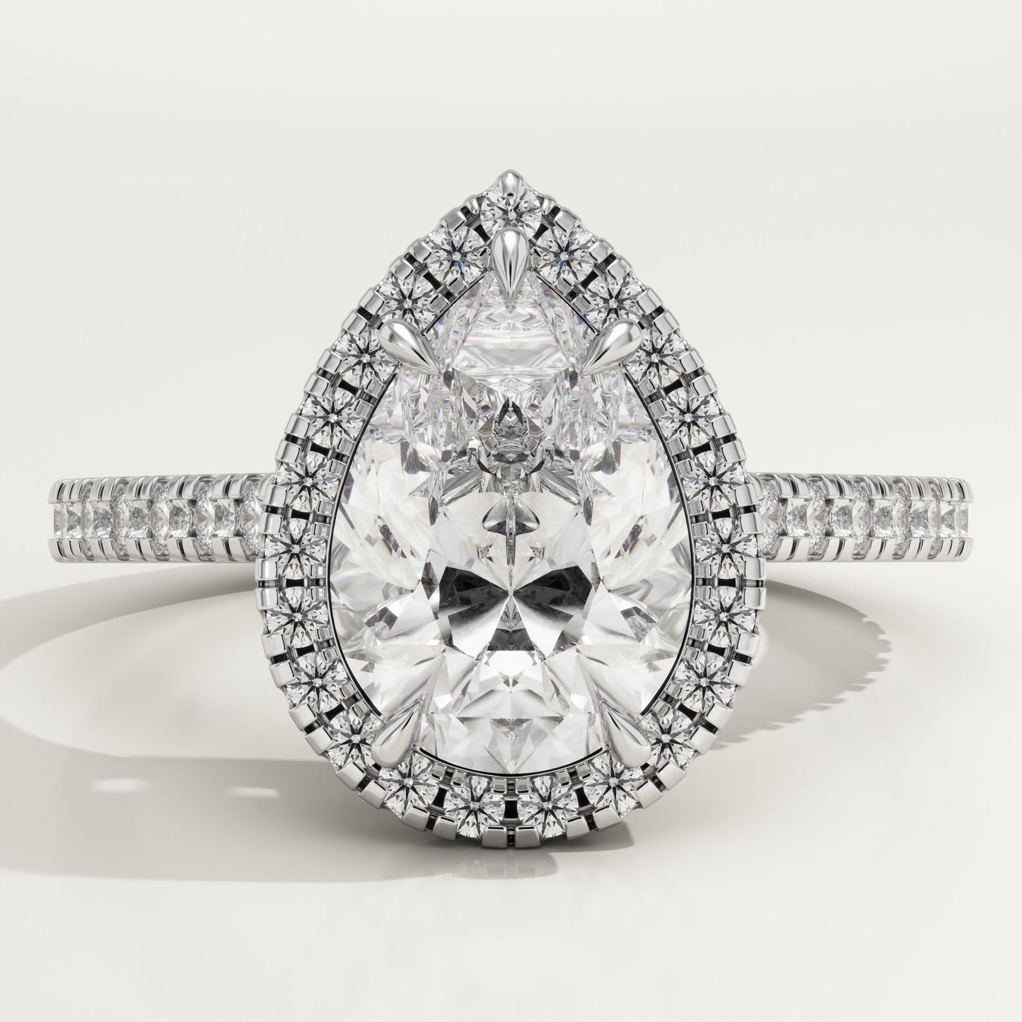 Pear Cut Halo & Pave Cathedral Lab-Grown Diamond Engagement Ring