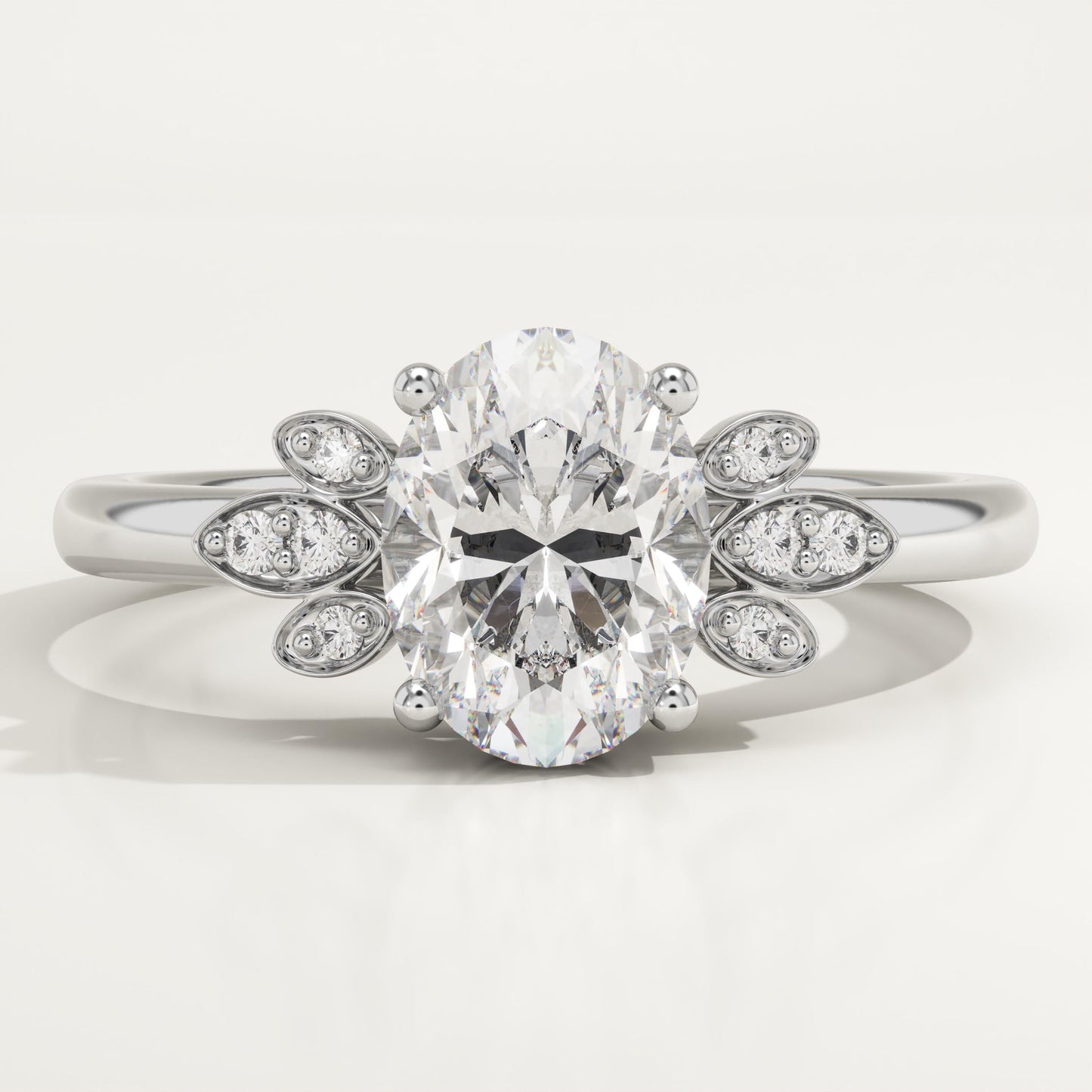 Oval Cut Cluster Lab-Grown Diamond Engagement Ring