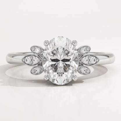 Oval Cut Cluster Lab-Grown Diamond Engagement Ring