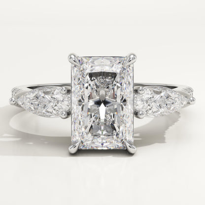 Radiant Cut Three Stone & Pave Lab-Grown Diamond Engagement Ring