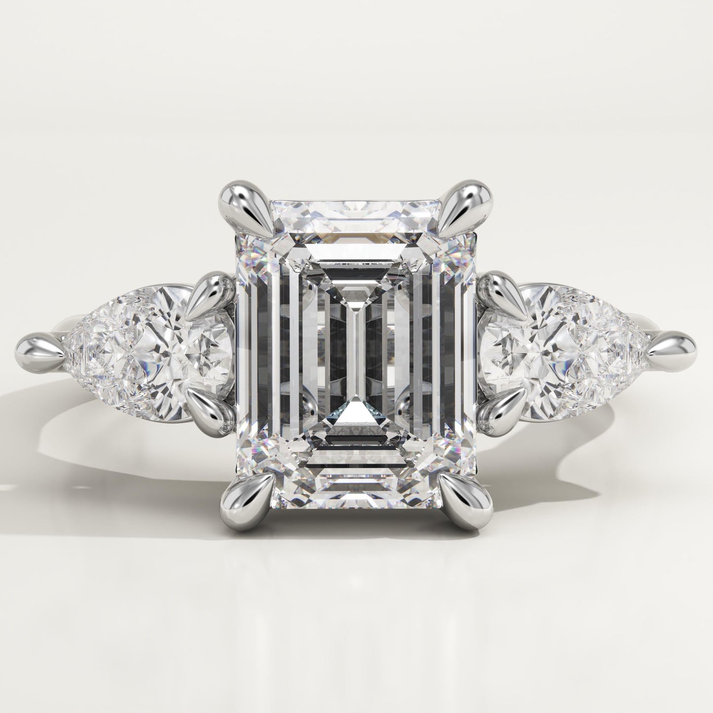 Emerald Cut Three Stone Lab-Grown Diamond Engagement Ring
