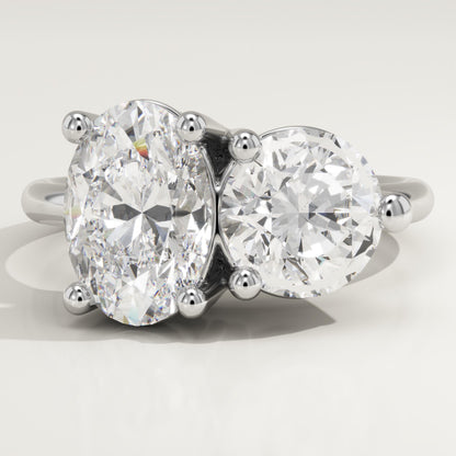 4 TCW Oval & Round Cut Toi Et Moi Lab-Grown Diamond Engagement Ring