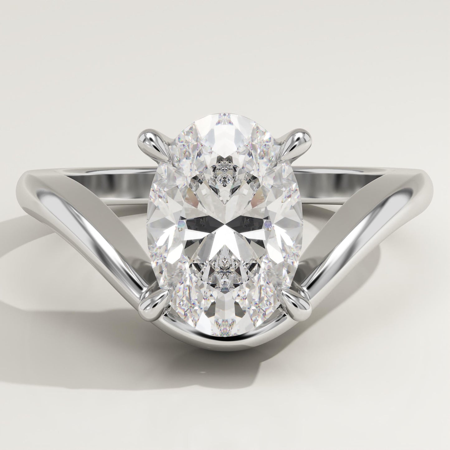 Oval Cut Curved Lab-Grown Diamond Engagement Ring