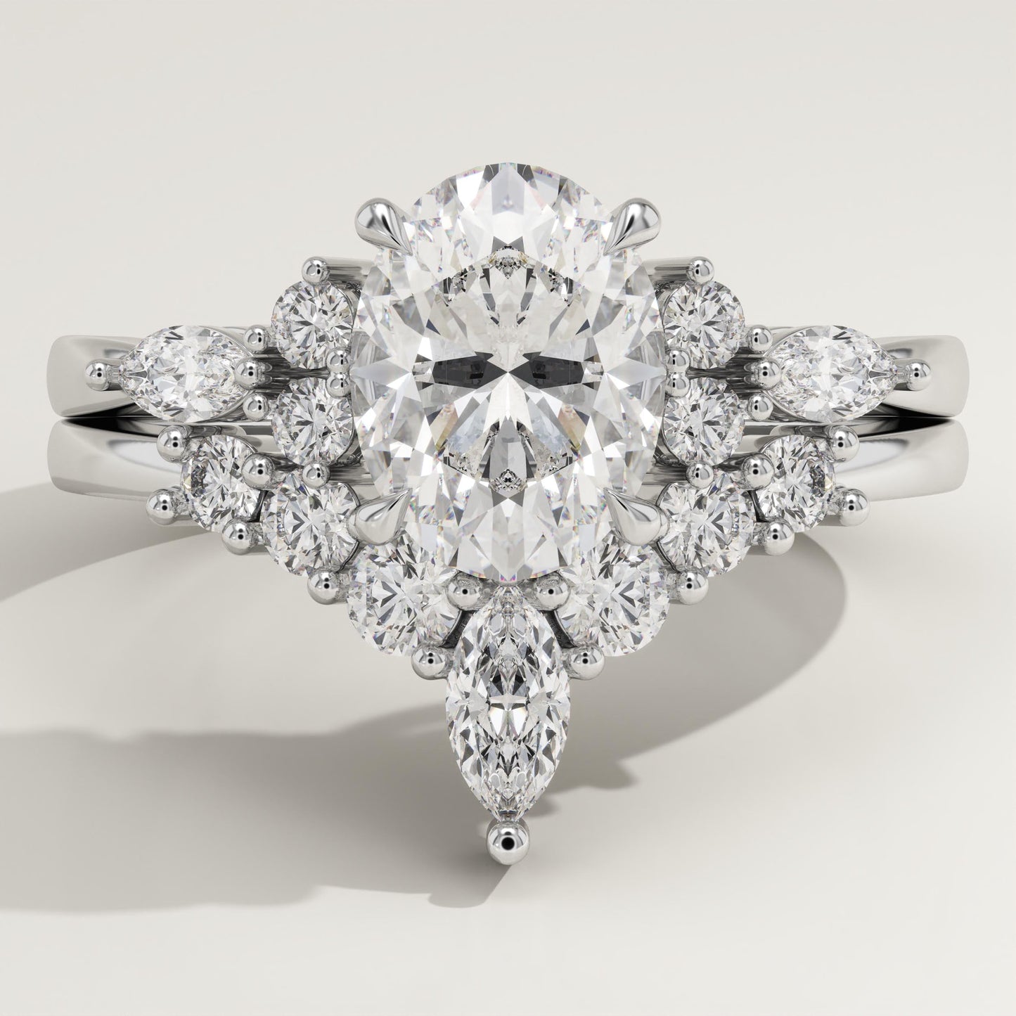 Oval Cut Cluster Lab-Grown Diamond Bridal Set