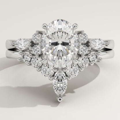 Oval Cut Cluster Lab-Grown Diamond Bridal Set
