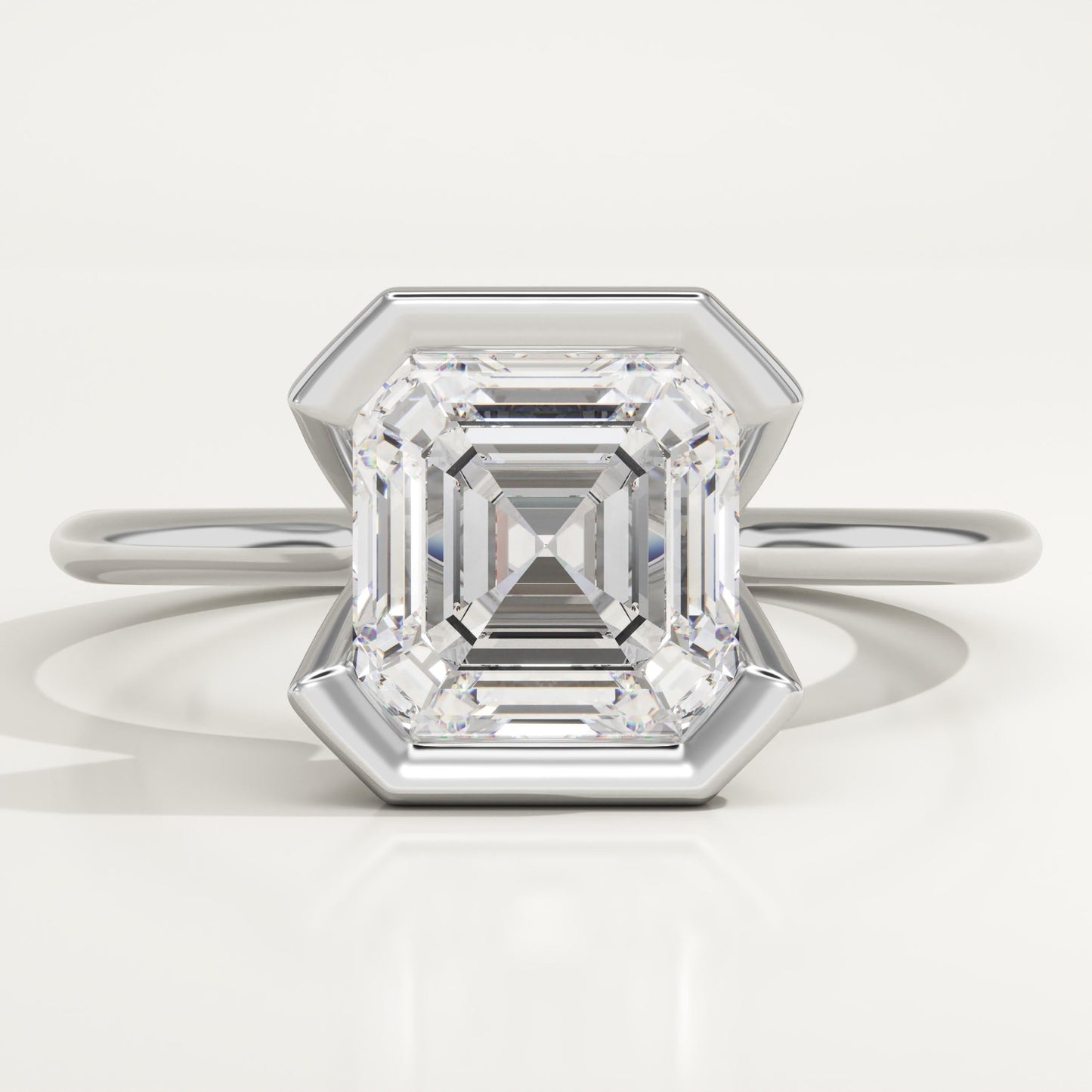 Asscher Cut Half Bezel Lab-Grown Diamond Engagement Ring