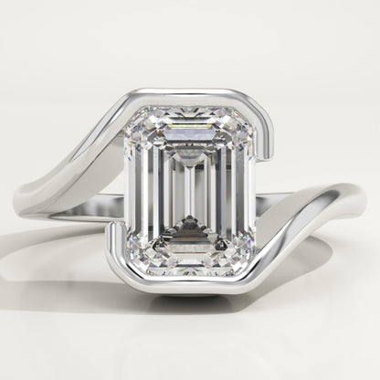 Emerald Cut Swirl Lab-Grown Diamond Engagement Ring