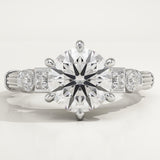 2.0 CT Round Cut Cluster Lab-Grown Diamond Engagement Ring