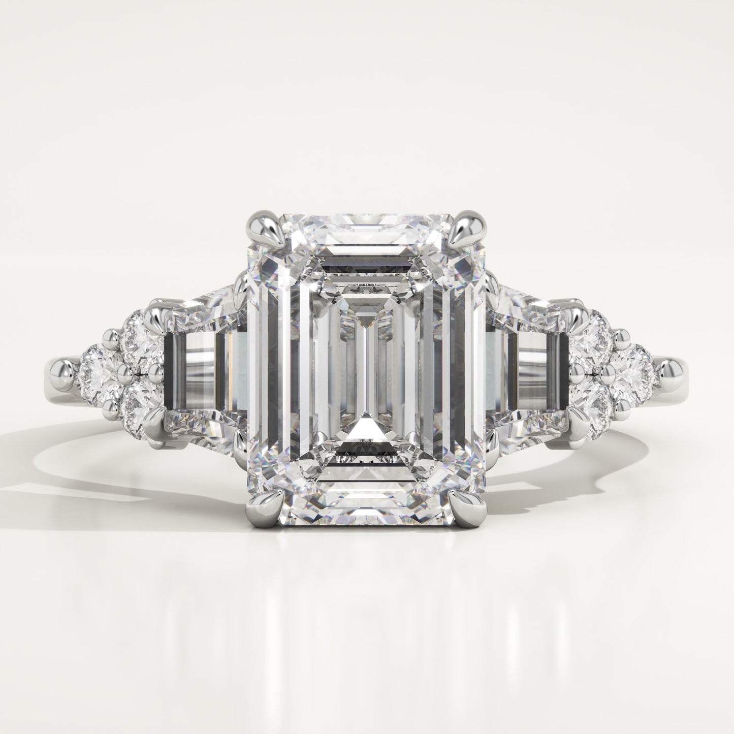 2 CT Emerald Cut Cluster Moissanite Engagement Ring