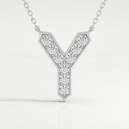 0.23 TCW Round Lab-Grown Diamond Y Initial Necklace