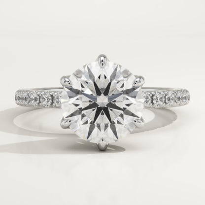 Round Cut Pave Lab-Grown Diamond Engagement Ring