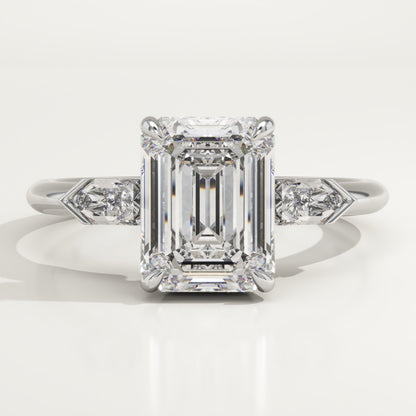 2 CT Emerald Cut Three Stone Moissanite Engagement Ring