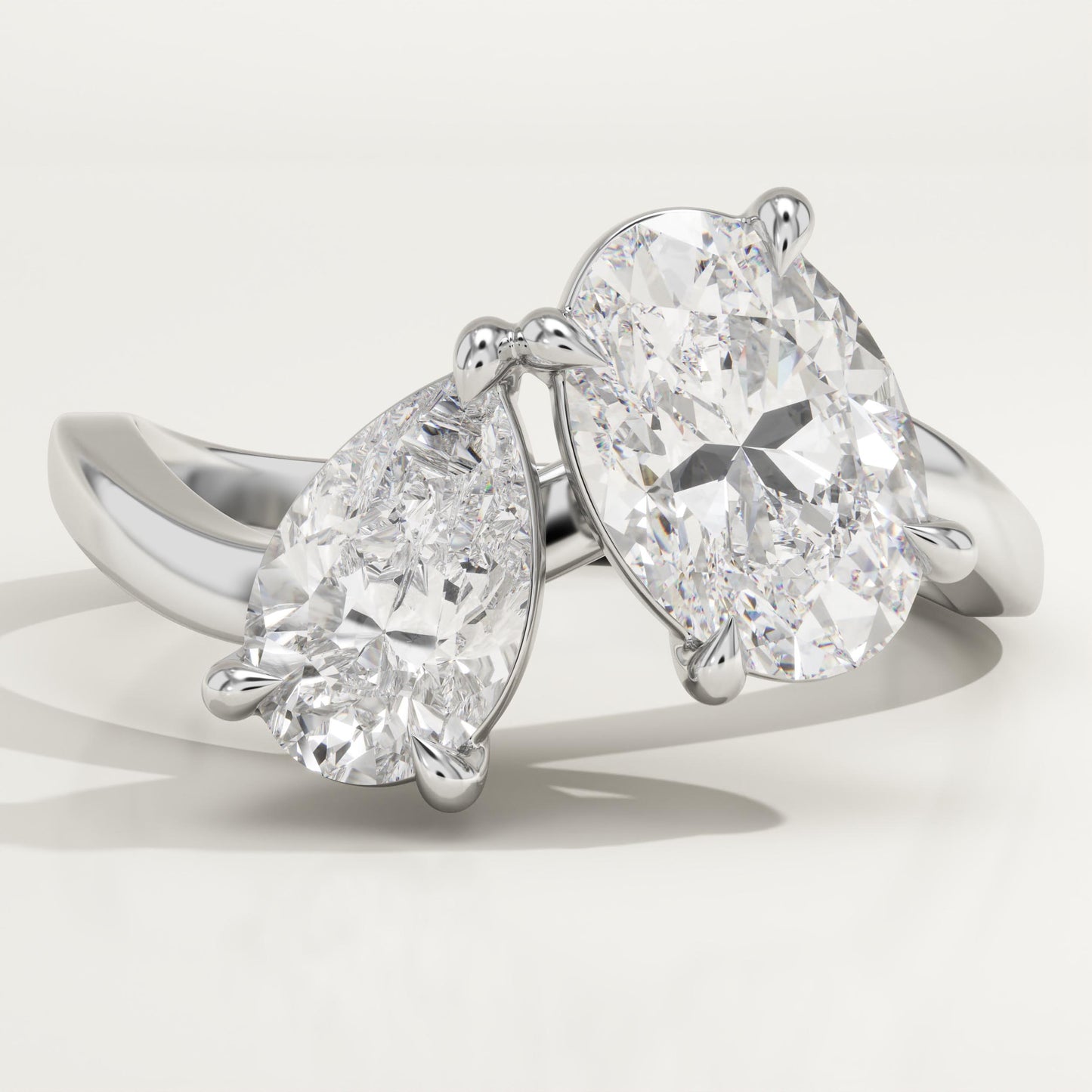 2.25 TCW Oval & Pear Cut Toi Et Moi Lab-Grown Diamond Engagement Ring