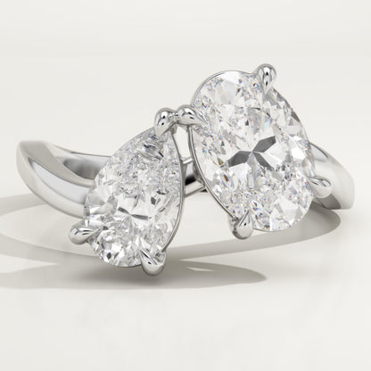 2.25 TCW Oval & Pear Cut Toi Et Moi Lab-Grown Diamond Engagement Ring