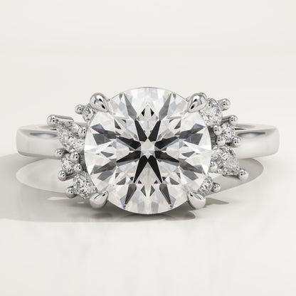 Round Cut Cluster Lab-Grown Diamond Engagement Ring