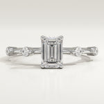 1.0 CT Emerald Cut Dainty Pave Lab-Grown Diamond Engagement Ring