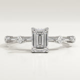 1.0 CT Emerald Cut Dainty Pave Lab-Grown Diamond Engagement Ring