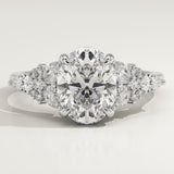 2.0 CT Oval Cut Cluster Lab-Grown Diamond Engagement Ring