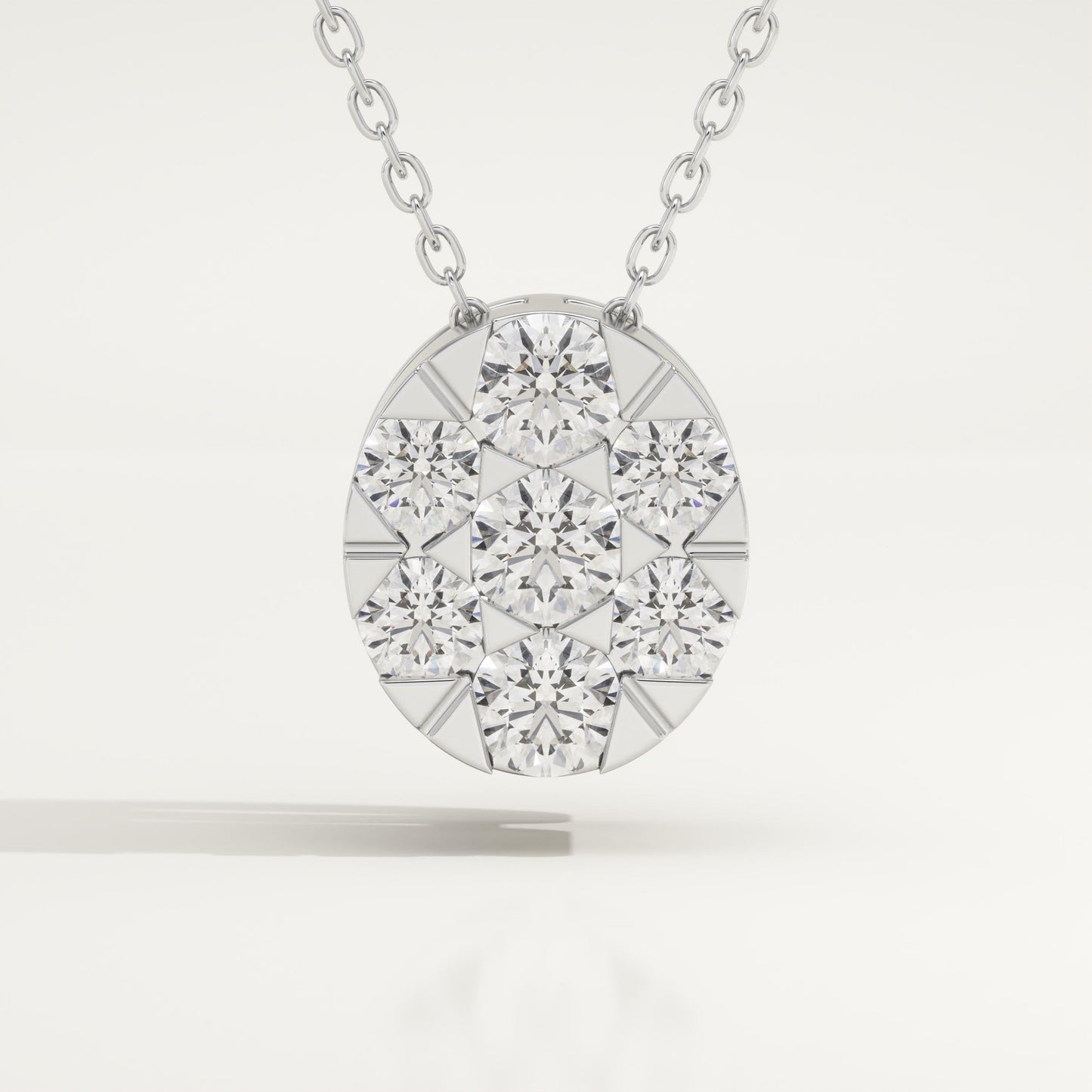 0.54 TCW Round Lab-Grown Diamond Oval Charm Necklace