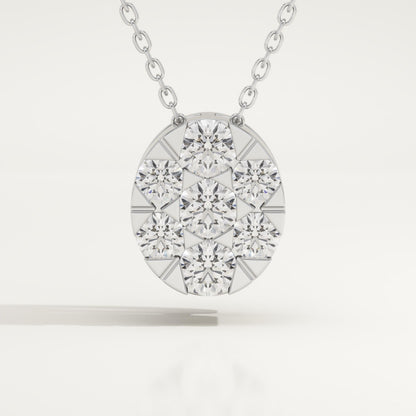 0.54 TCW Round Lab-Grown Diamond Oval Charm Necklace