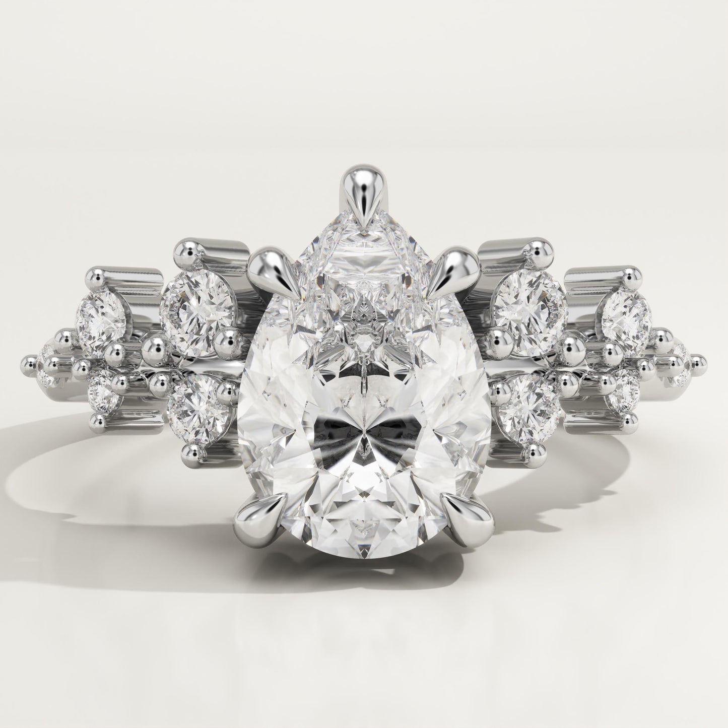 Pear Cut Cluster Lab-Grown Diamond Engagement Ring