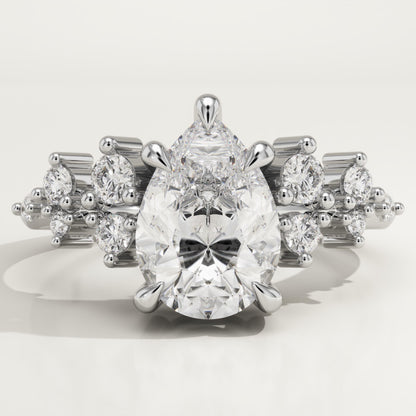 Pear Cut Cluster Lab-Grown Diamond Engagement Ring