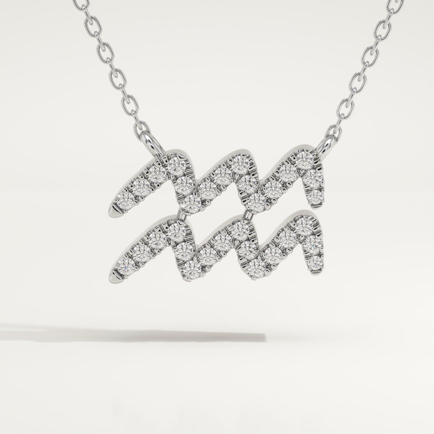 0.114 TCW Round Lab-Grown Diamond Aquarius Zodiac Necklace