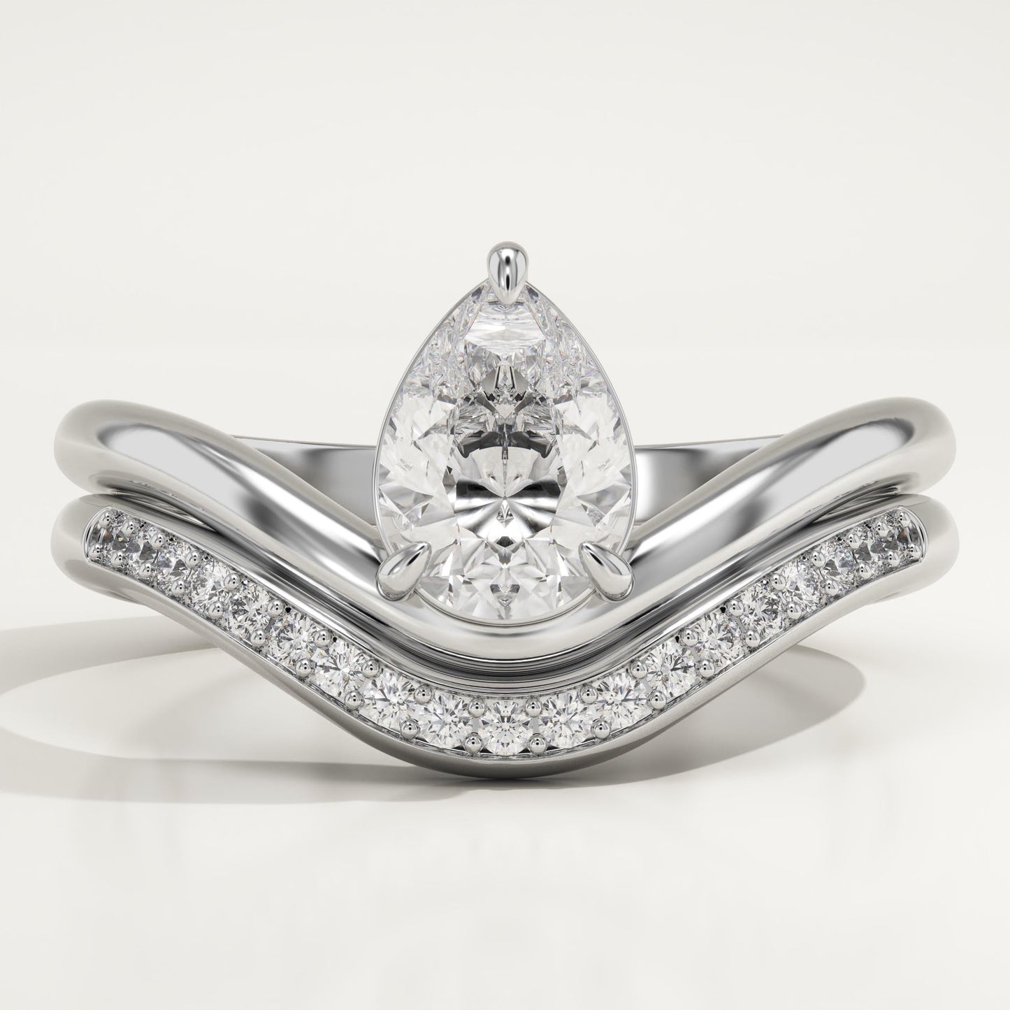 Pear Cut Solitaire Lab-Grown Diamond Bridal Set